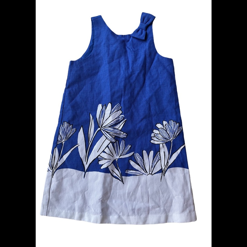 Janie and Jack Girls Size 5 Dress Sleeveless Textured Cotton Lined Flowers